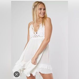 Adorable Free People Adella Short Dress in Ivory